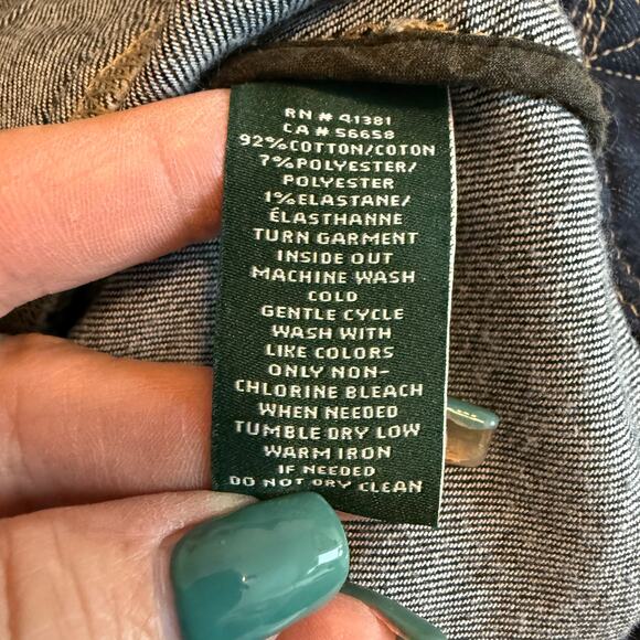 Lauren Ralph Lauren Denim Blue Jean Snap and Zip Motorcycle Jacket Size 16. NEW - Picture 5 of 10